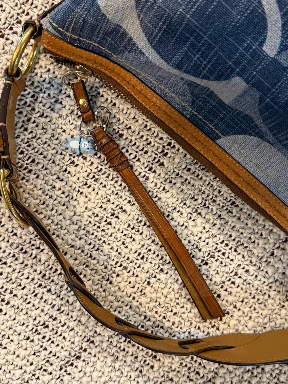 Coach Denim Signature Hobo Shoulder Bag in Blue Denim